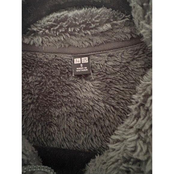 Unisex Uniqlo‎ Fleece Jacket S Soft Warm Cozy Outerwear Winter Zip Up Dark Green - Picture 3 of 5